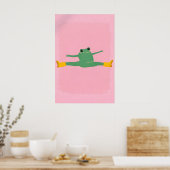 Grappige Yoga Kikker Split Poster, Roze Speelse Ca Poster (Keuken)