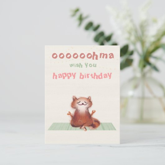 Grappige Yoga Meditatie Kat Schattig Dier Verjaard Briefkaart (Staand voorkant)
