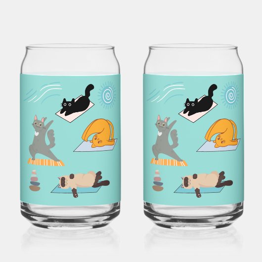 Grappige Yoga met Katten Blikvorm Glas (Voorkant)