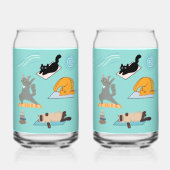 Grappige Yoga met Katten Blikvorm Glas (Achterkant)