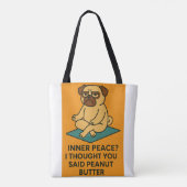 Grappige Yoga Pug Canvas tas (Achterkant)