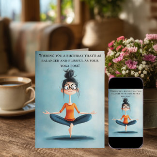 Grappige Yoga Verjaardag Kaart