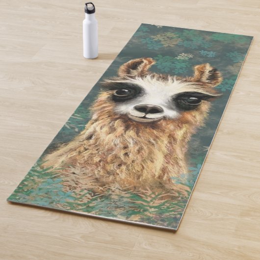 Grappige yogamat met nieuwsgierige Baby Llama (In situ)