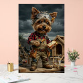 Grappige Yorkie Bouwvakker Poster – Speels (Huwelijk)