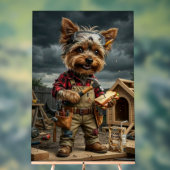 Grappige Yorkie Bouwvakker Poster – Speels (Neutraal)
