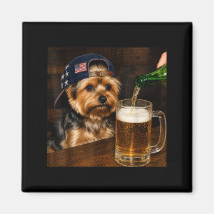 Grappige Yorkie Drinkt Bier Hond Meme 4 Juli Magneet
