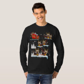Grappige Yorkie Kerstmis Pyjama Santa Reindeer T-shirt (Voorkant volledig)