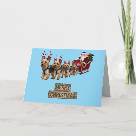 Grappige Yorkie kerstvakantiekaart Aankondiging (Voorkant)