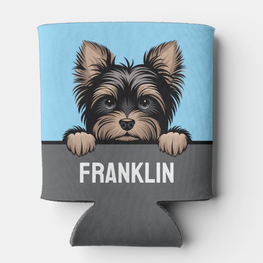Grappige Yorkie Schattigee Peeking Yorkshire Terri Blikjeskoeler (Achterkant)