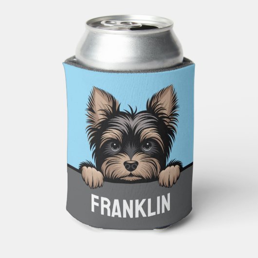 Grappige Yorkie Schattigee Peeking Yorkshire Terri Blikjeskoeler (Blikje Achterkant)