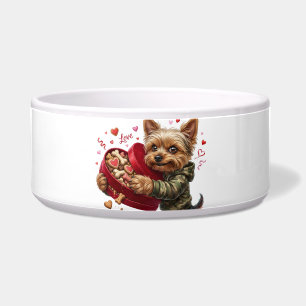 Grappige Yorkie Valentijnsmok   Aardig Yorkie Cade Voerbakje