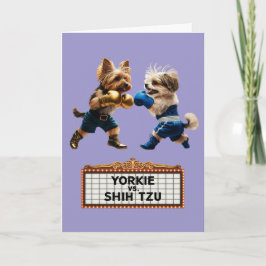Grappige Yorkie vs. Shih Tzu kaart