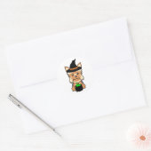 Grappige Yorkshire terrier hond is een heks Ronde Sticker (Envelop)