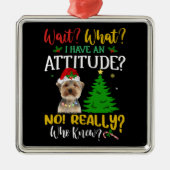 Grappige Yorkshire Terrier hond Metalen Ornament (Voorkant)