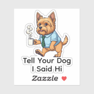 Grappige Yorkshire Terrier Hond Zakelijke Pak Koff Sticker