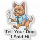 Grappige Yorkshire Terrier Hond Zakelijke Pak Koff Sticker (Voorkant)