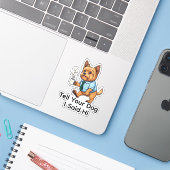 Grappige Yorkshire Terrier Hond Zakelijke Pak Koff Sticker (Laptop met iPhone)