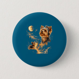 Grappige Yorkshire Terrier Huilende Maan Vintage Ronde Button 5,7 Cm