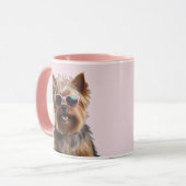 Grappige Yorkshire Terriër met zonnebril Mok (Voorkant links)