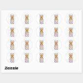 Grappige yorkshire terrier springen uit een taart ronde sticker (Vel)
