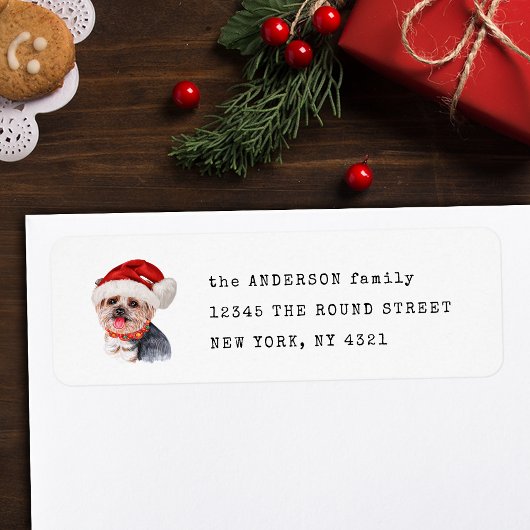 Grappige Yorkshire Terrier Xmas Dog Retouradres Etiket