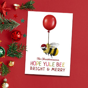 Grappige Yule Bee Vrolijk en Helder Kerstmis Feestdagen Kaart
