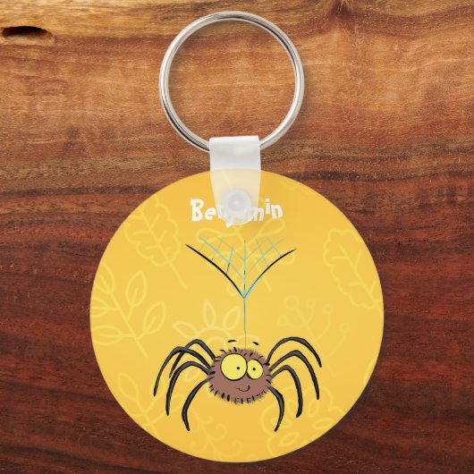 Grappige zachte pluizige spin cartoon sleutelhanger (Voorkant)