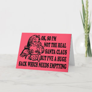 Grappige zak van de kerstman feestdagen kaart