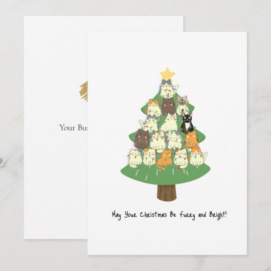 Grappige Zakelijke Kat Kerstmis Feestdagenkaart (Voorkant / Achterkant)