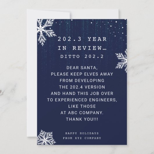 Grappige Zakelijke Kerstkaart Engineer Kerstmis (Voorkant)