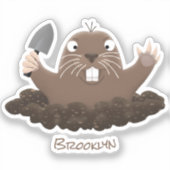 Grappige zakgoffer graaft cartoonillustratie sticker (Voorkant)