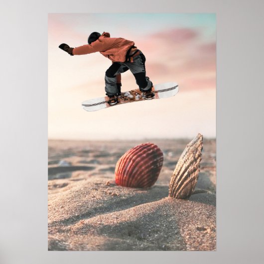 Grappige Zand Zee Schelp Snowboard Collage Poster (Voorkant)