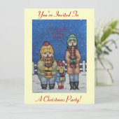 grappige zangeressen in de sneeuwkerst kaart (Staand voorkant)