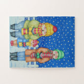 grappige zangeressen in de sneeuwkerst - kinderen legpuzzel (Horizontaal)