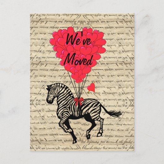 Grappige zebra adreswijziging aankondigingskaart (Voorkant)