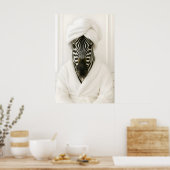 Grappige zebra-badkamerprint, zebra in badjas poster (Keuken)