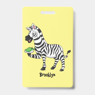 Grappige zebra cartoon illustratie badge
