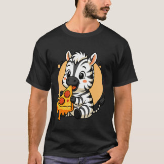 Grappige zebra die pizza eet grafische jongens mei t-shirt