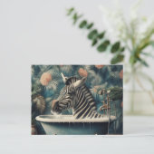 Grappige Zebra in een badkuip Briefkaart (Staand voorkant)