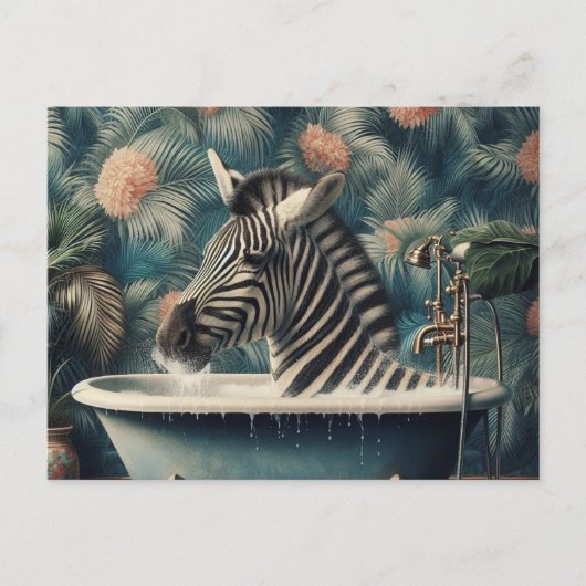 Grappige Zebra in een badkuip Briefkaart (Voorkant)