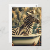 Grappige Zebra in een Clawfoot bad Briefkaart (Voorkant / Achterkant)