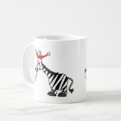 Grappige Zebra in Santa Hat Kerst Cartoon Koffiemok (Voorkant links)