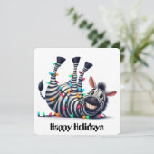 Grappige Zebra Kerst Kaart (Staand voorkant)