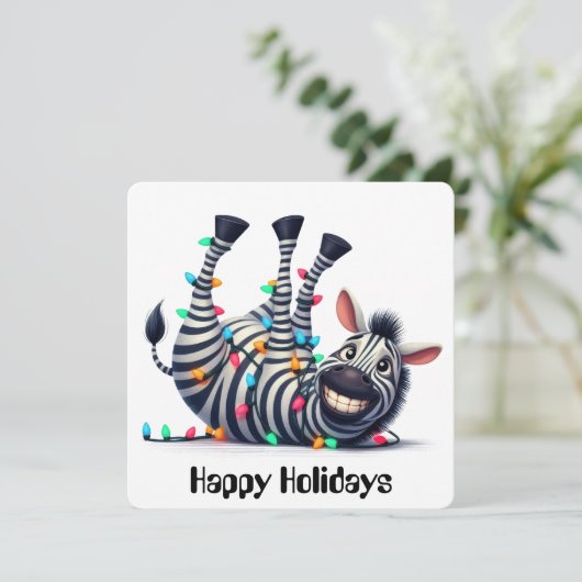 Grappige Zebra Kerst Kaart (Staand voorkant)