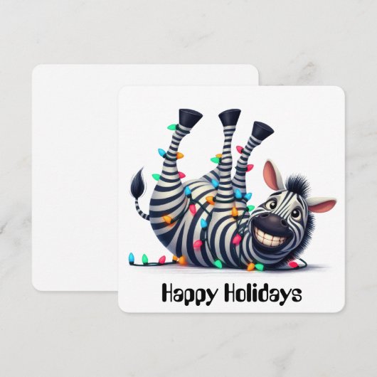 Grappige Zebra Kerst Kaart (Voorkant / Achterkant)
