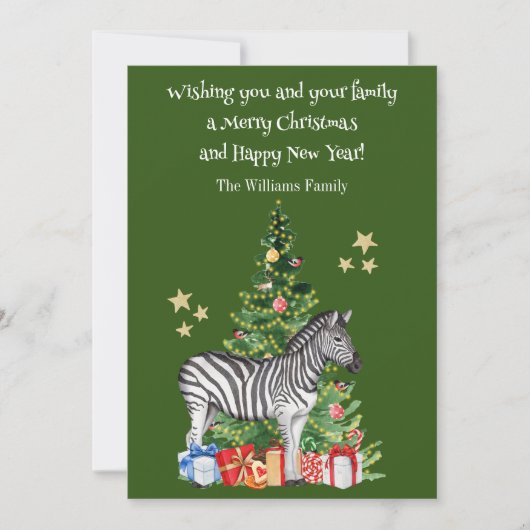 Grappige Zebra Kerstboom Kerstkaart (Voorkant)