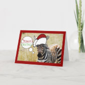 Grappige zebra kerstgroet feestdagen kaart (Voorkant)