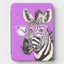 Grappige zebra Kindle-hoes met paarse bril