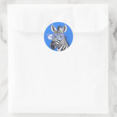 Grappige zebra met blauwe bril | Schattig Ronde Sticker (Tas)