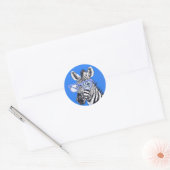 Grappige zebra met blauwe bril | Schattig Ronde Sticker (Envelop)